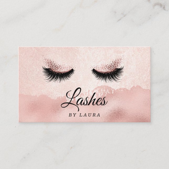 Lashes Makeup Artist Faux rose gold foil Business Card (Front)