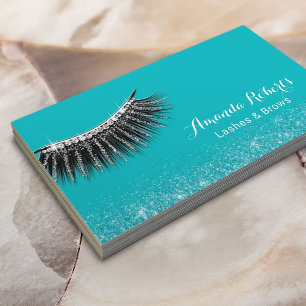 Lashes Makeup Artist Glam Glitter Eyelash Teal Business Card
