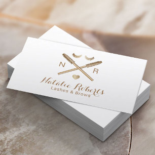 Lashes Makeup Artist Gold Logo Eyelash Salon Business Card