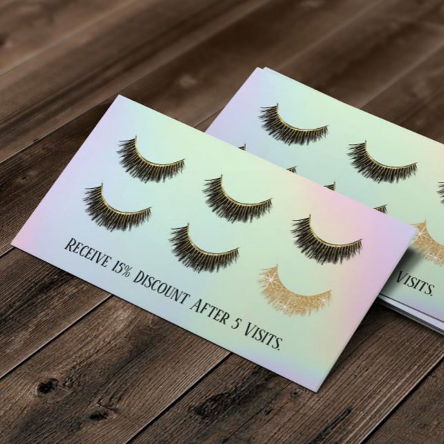 Lashes Makeup Artist Holographic Pastel Loyalty Card (Creator Uploaded)