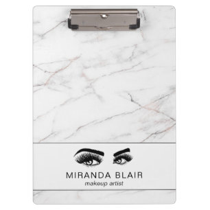 Lashes Makeup Artist Luxe White Marble Clipboard