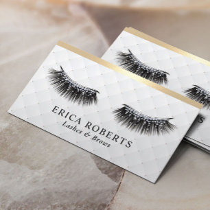 Lashes Makeup Artist Luxury Eyelash Gold Border Business Card