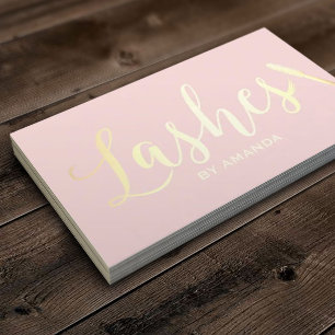 Lashes Makeup Artist Modern Blush Pink Gold Business Card