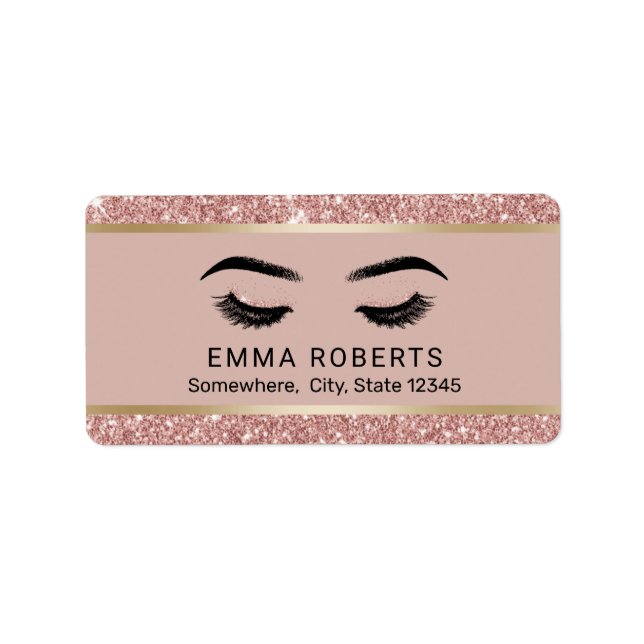 Lashes Makeup Artist Modern Rose Gold Beauty Salon Label (Front)