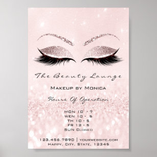 Lashes Makeup Artist Pink Beauty Salon Glitter Poster