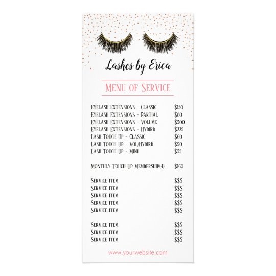 Lashes Makeup Artist Rose Gold Confetti Price List Rack