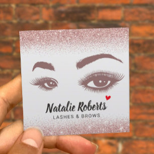 Lashes Makeup Artist Rose Gold Confetti Salon Square Business Card