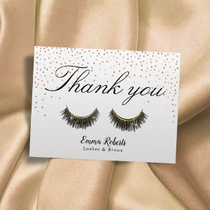Lashes Makeup Artist Rose Gold Confetti Thank You Postcard