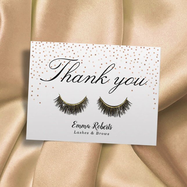 Lashes Makeup Artist Rose Gold Confetti Thank You Postcard (Creator Uploaded)