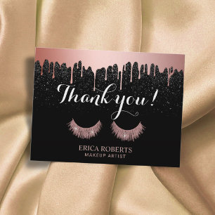 Lashes Makeup Artist Rose Gold Dripping Thank You Postcard