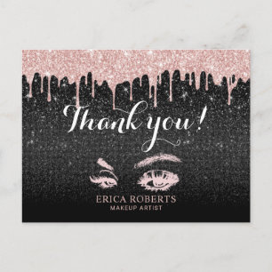 Lashes Makeup Artist Rose Gold Drips Beauty Salon Postcard