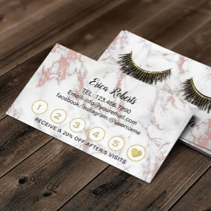 Lashes Makeup Artist Rose Gold Marble Loyalty Card