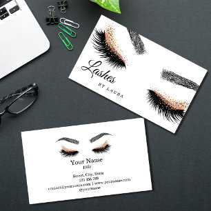 Lashes Makeup Artist Rose Gold Mascara Brows Business Card