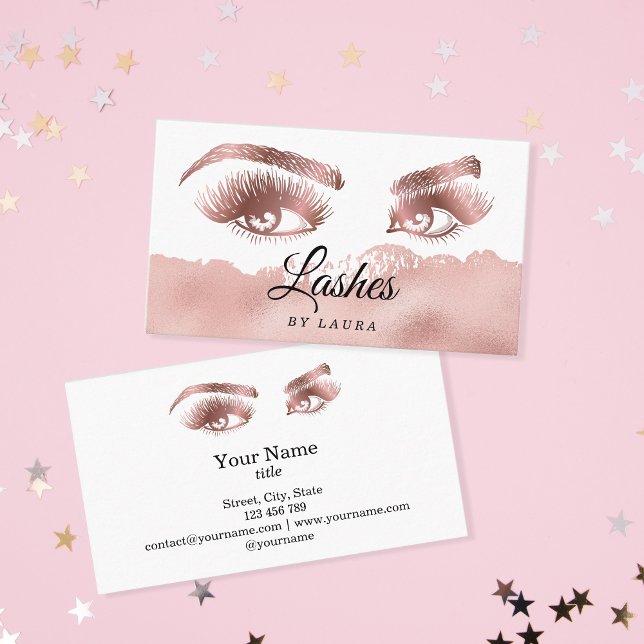 Lashes Makeup Artist Rose Gold Mascara Brows Business Card (Creator Uploaded)