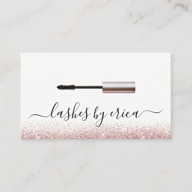 Lashes Makeup Artist Rose Gold Mascara Brush Business Card (Front)