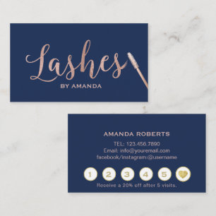 Lashes Makeup Artist Rose Gold Navy Loyalty Card