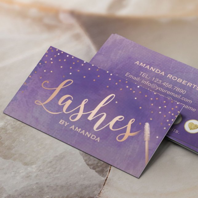 Lashes Makeup Artist Rose Gold Purple Loyalty Card (Creator Uploaded)