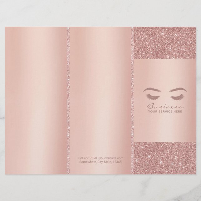 Lashes Makeup Artist Rose Gold Salon Tri-Fold (Front)
