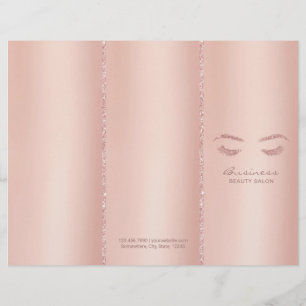Lashes Makeup Artist Rose Gold Tri-Fold Bruchures