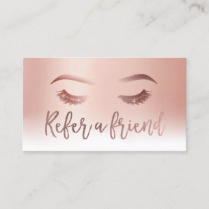 Lashes Makeup Artist Salon Rose Gold Pastel Referral Card