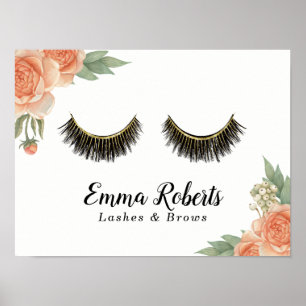 Lashes Makeup Artist Vintage Floral Beauty Salon Poster