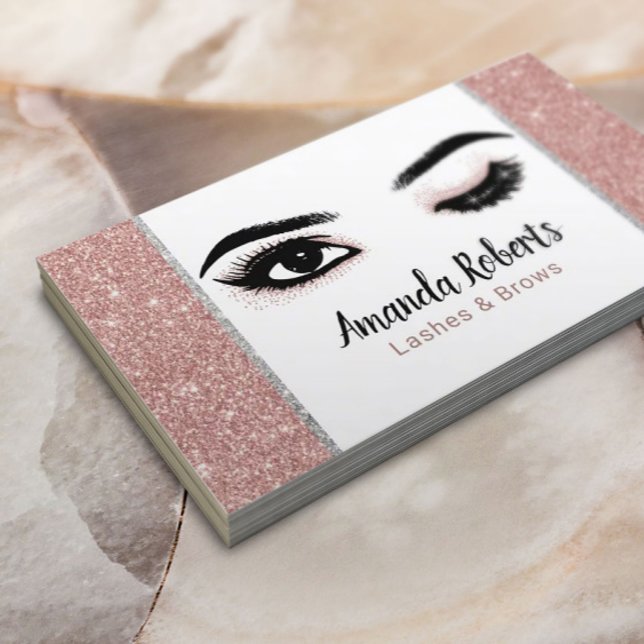 Lashes Makeup Artist Wink Eye Beauty Rose Gold Business Card (Creator Uploaded)