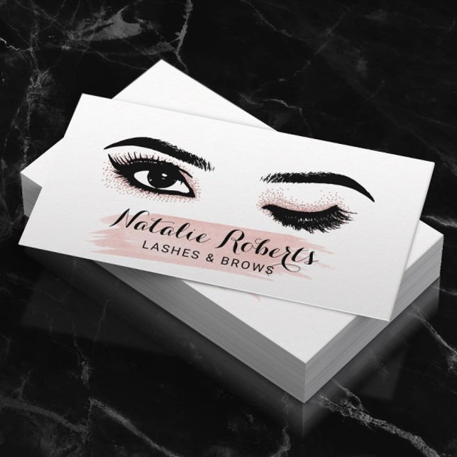 Lashes Makeup Artist Wink Eye Blush Pink Salon Business Card (Creator Uploaded)