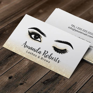 Lashes Makeup Artist Wink Eye Elegant Gold Glitter Business Card
