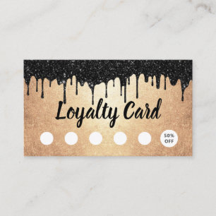 Lashes Makeup Hair Salon Drips Black Gold Loyalty Card