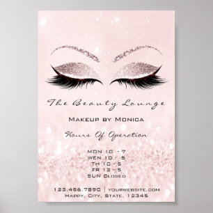Lashes Makeup Opening Hours Beauty Salon Glitter Poster