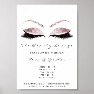Lashes Makeup Opening Hours Beauty Salon Glitter Poster