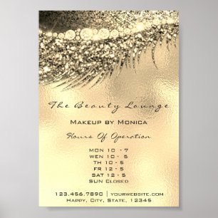 Lashes Makeup Opening Hours Gold Salon Metal Lux Poster