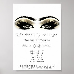 Lashes Makeup Opening Hours Gold Salon White Poster