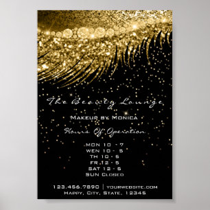 Lashes Makeup Opening Hours Golden Confetti Black Poster
