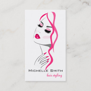 Lashes Manicure Hair Pink Girl Beauty Branding Business Card