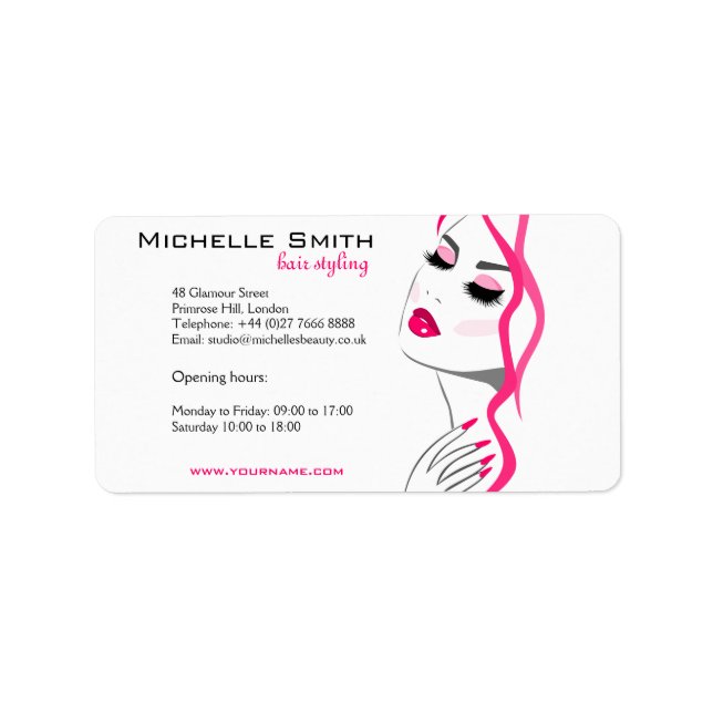 Lashes Manicure Hair Pink Girl Beauty Branding Label (Front)