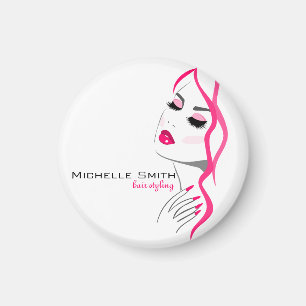 Lashes Manicure Hair Pink Girl Beauty Branding Magnet