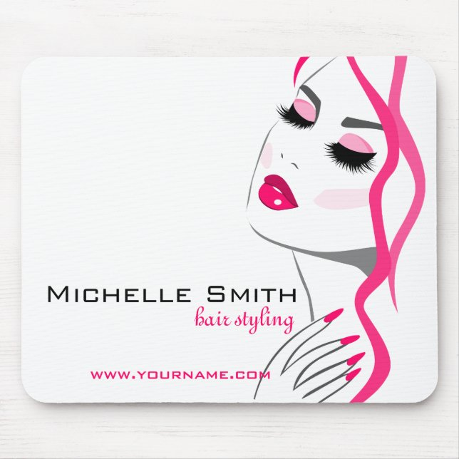 Lashes Manicure Hair Pink Girl Beauty Branding Mouse Pad (Front)
