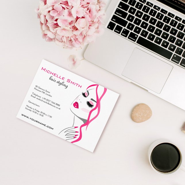 Lashes Manicure Hair Pink Girl Beauty Branding Postcard (Creator Uploaded)