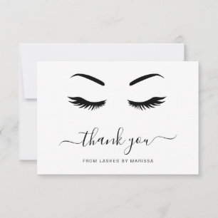 Lashes Minimalist Black and White Elegant Business Thank You Card