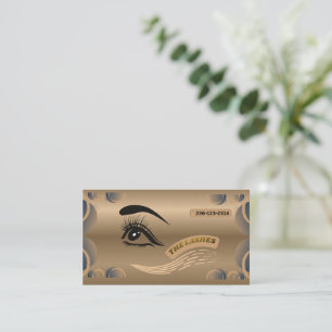 Lashes Modern Blue Minimalist Eye Illustration Business Card