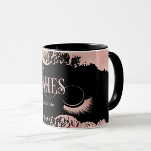 Lashes Modern Rose Gold Typography Makeup Artist Mug