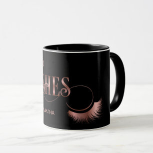Lashes Modern Rose Gold Typography Makeup Artist Mug