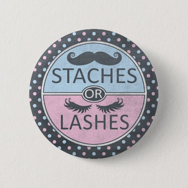 Lashes or Staches Gender reveal pins (Front)
