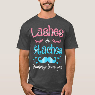 Lashes Or Staches Grammy Loves You Gender Reveal  T-Shirt