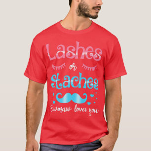 Lashes Or Staches Mawmaw Loves You Gender Reveal T-Shirt