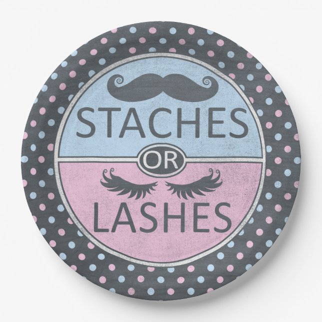 Lashes or Staches Paper party plates. Plate (Front)