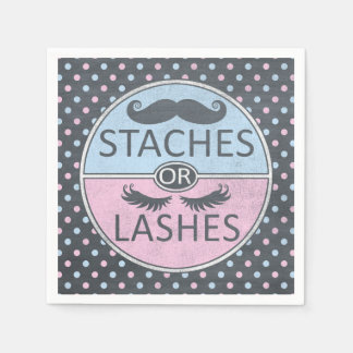 Lashes or Staches party napkins. Napkin
