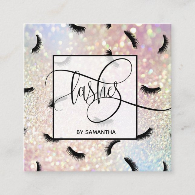 Lashes Pattern Lots of Lashes Eyelash Lash Artist Square Business Card (Front)
