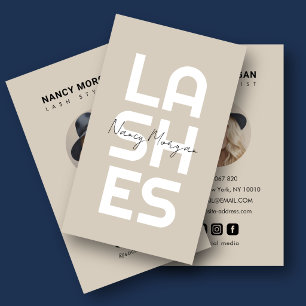 Lashes Photo Biege Business Card